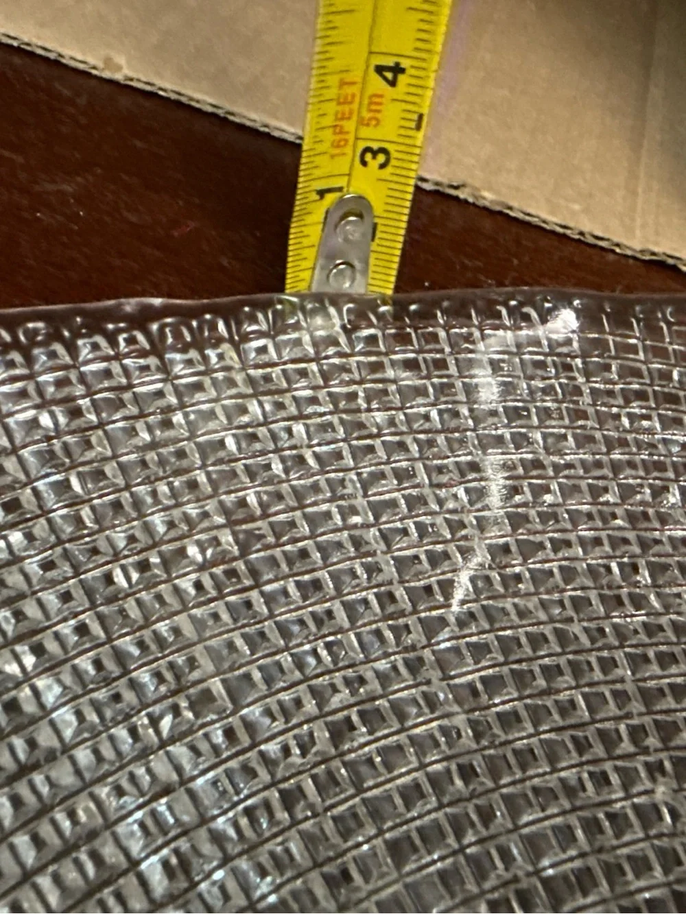Crate & Barrel Rectangular-Textured Clear Glass 14” Serving Cheese Cake Platter